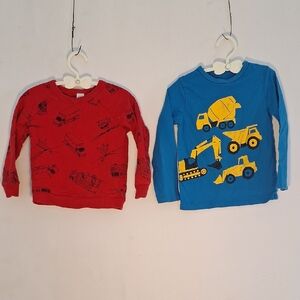Bundle Of Two 5t Long Sleeve T Shirt Construction Trucks Planes Firetrucks